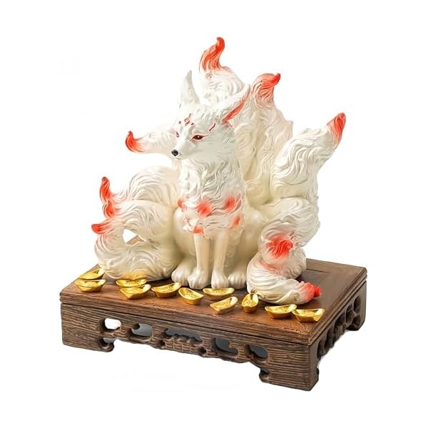 【送料無料】九尾狐 置物 九尾の狐 台座付き 玄関 飾り 縁起物 玉藻前 風水 屋内装飾 店舗装飾品 開店祝い プレゼント