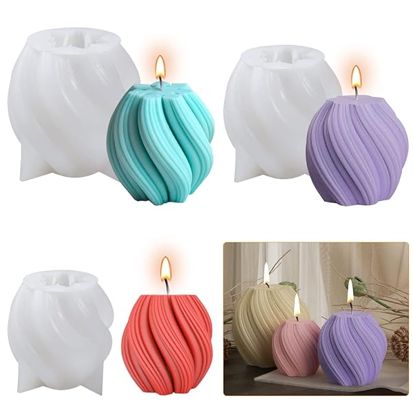 【送料無料】シリコンモールド 回転蝋燭 3個セット キャンドル ローソク 立体 DIY 手作り 石鹸蜜蝋 デアロマハイストーン プレゼント贈り物 飾り物 記念物...