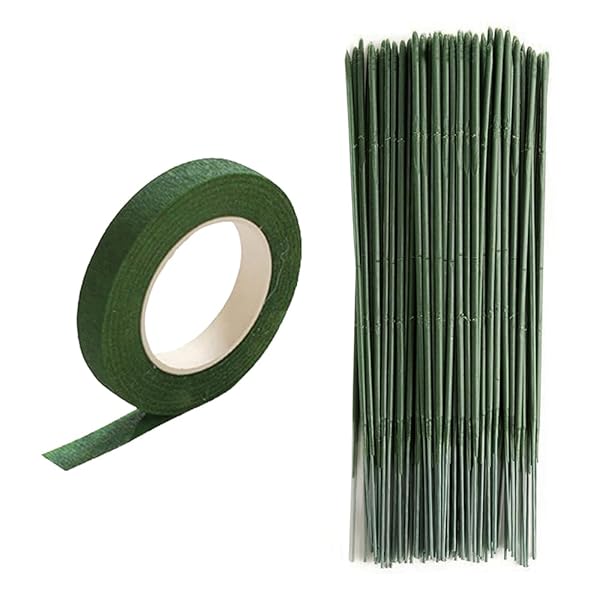 【送料無料】造花セット フローラテープ 1巻 地巻ワイヤー 50本 ダークグリーン 造花テープ フラワーアレンジメントキット 手芸 DIY