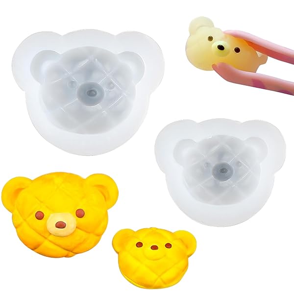 【送料無料】スクイーズ シリコーンモールド uvレジン型 スクイーズ モールド 動物 ? クマ パン ...