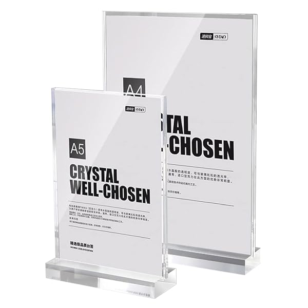 【送料無料】ポップスタンド 卓上メニュー立 T型 透明アクリル樹脂 フォトフレーム サインスタンド 両面用 縦置き 広告 写真 カード立て (A5)