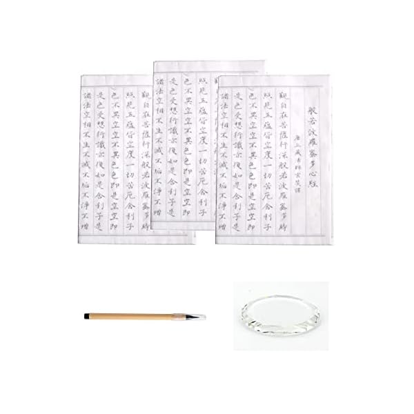 【送料無料】写経用紙 般若心経 なぞり書き 白色紙 うすかげ手本付き30枚入り 写経用筆 1本 ガラ ...
