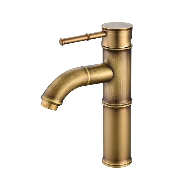 【送料無料】洗面水栓シングルハンドル、温度調節可能な混合蛇口 竹型立水栓、ソフトな吐水 取り付け簡..