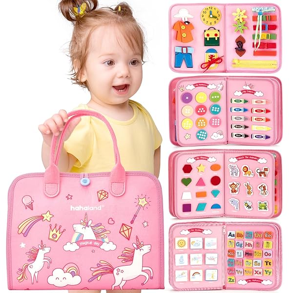 【送料無料】モンテッソーリ 布絵本 おもちゃ 男の子 女の子 1/2/3/4/5歳 ビジーボード 知育玩具 動かす 紐通し 靴紐結び ボタン ジッパー 指先 数字 アルファベット 幼児 学習 教育 入園準備 誕生日