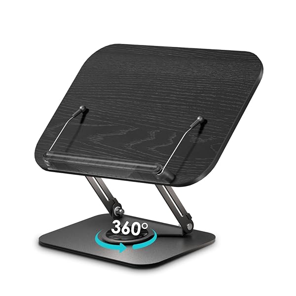【送料無料】ブックスタンド 書見台 読書台 360度回転式台座 無階段高さ調節 折りたたみ式 安定性抜群 持ち運びやすい ページ捲り簡単 アイロン台座 おしゃれ 黒