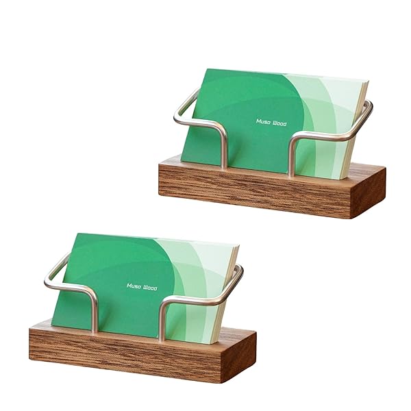 【送料無料】2ピース 名刺ホルダー デスク用 木製 クリエイティブ 名刺ディスプレイ デスク用 木製 名刺スタンド オフィス用 卓上用 - アカシア材