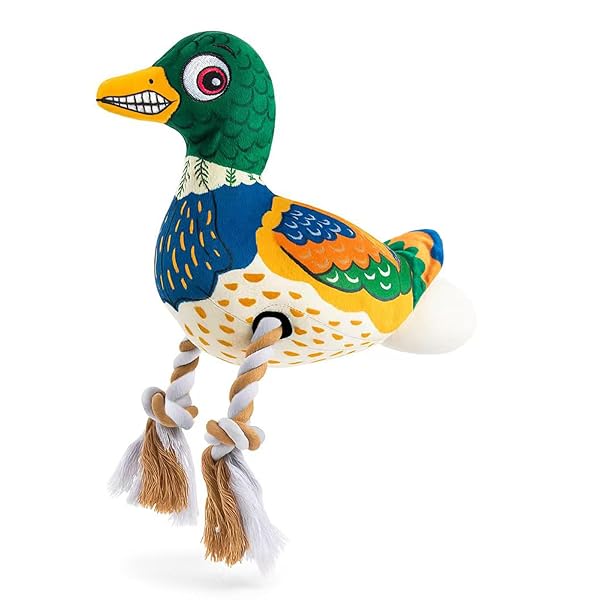 【送料無料】犬用おもちゃ アヒル型 ロープ付き サウンドバッグ内蔵 噛む 引っ張り遊び カラフル配色 ..