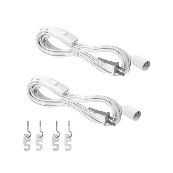 【送料無料】【2.5m e26 ソケットPSE認証】 e26 ソケット コンセント 電球ソケット コード付きソケット 吊り下げライト コンセント 中間スイッチ付き E26口金 照明用 2個 白