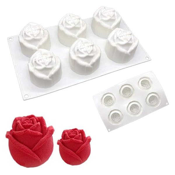 【送料無料】シリコーンフレンチムースケーキ型3D耐熱皿DIY型、6穴バラのつぼみ