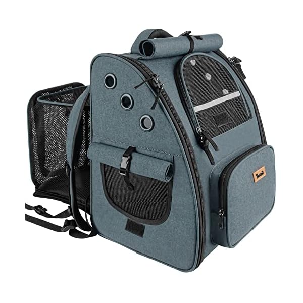 【送料無料】拡張可能な 犬 猫 リュック【最新型3in1】 ペット ロック式ダブルファスナー・カーテン付きの キャリー ペット 小型犬 旅行/通院/災害避難用 きゃりーバッグ ハウス型 ダークグレー