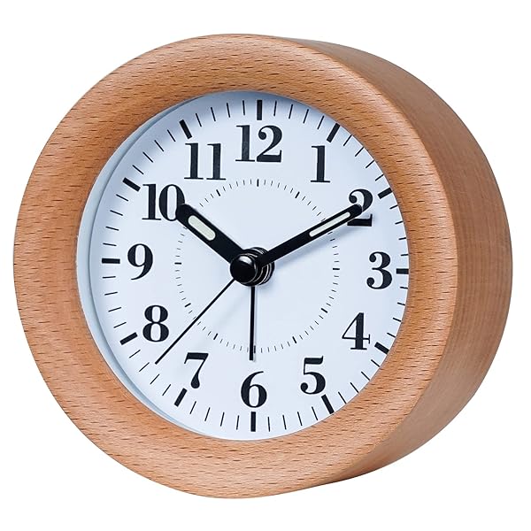 【送料無料】4インチ 無垢材卓上目覚まし時計