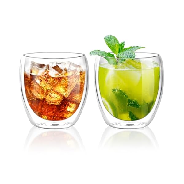 【送料無料】ダブルウォールグラス 250ml 2個セット 保冷 保温 耐熱 二重 グラス ダブルウォール コップ 結露しないグラス 二重グラス アイスコーヒー ...