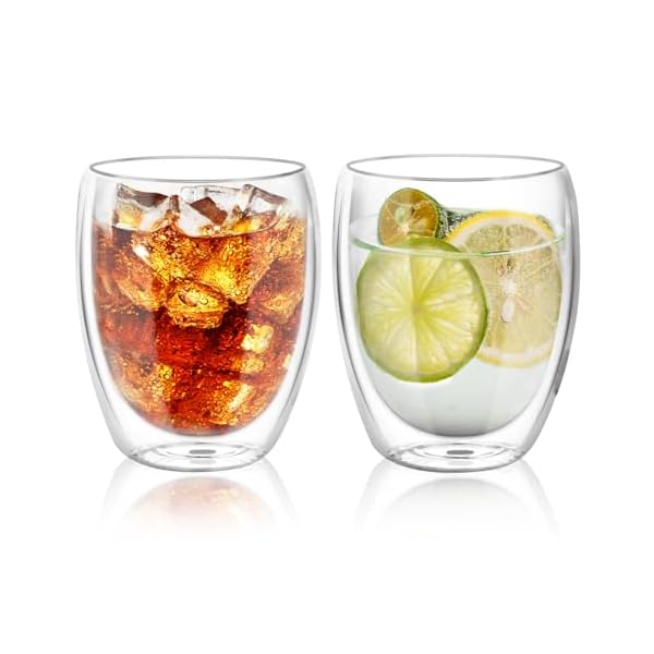 【送料無料】ダブルウォールグラス 350ml 2個セット 保冷 保温 耐熱 二重 グラス ダブルウォール コップ 結露しないグラス 二重グラス アイスコーヒー ...