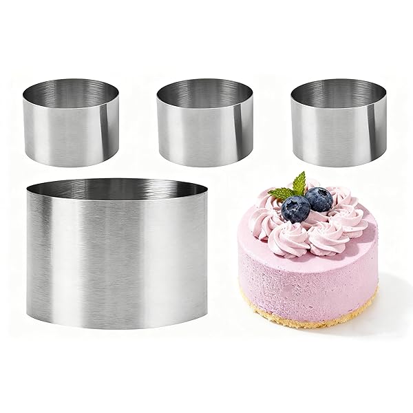 【送料無料】セルクルリング ケーキ型 クッキーカッター 丸抜き型 ステンレス 筒型 幅8cm 高さ5cm 4個..