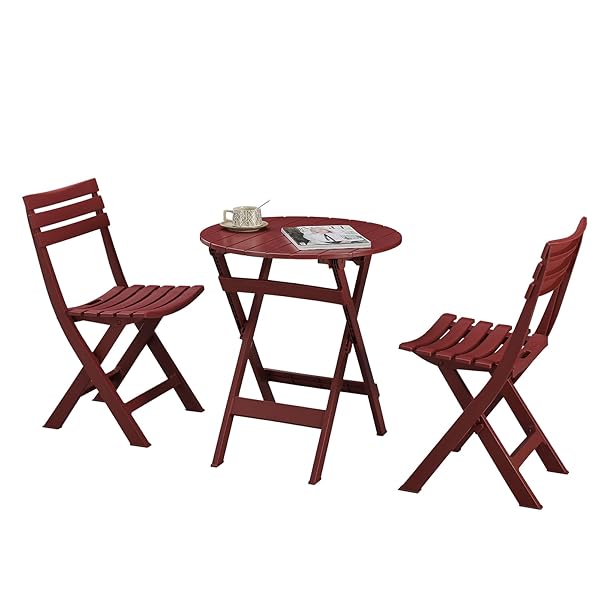 【送料無料】ガーデンテーブル 3点セット アウトドア 折りたたみ 椅子テーブルセット ベランダ バルコニー 椅子セット 室内/屋外 庭 イベント 赤色