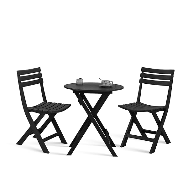 【送料無料】ガーデンテーブル 3点セット アウトドア 折りたたみ 椅子テーブルセット ベランダ バルコニー 椅子セット 室内/屋外 庭 イベント 黒色