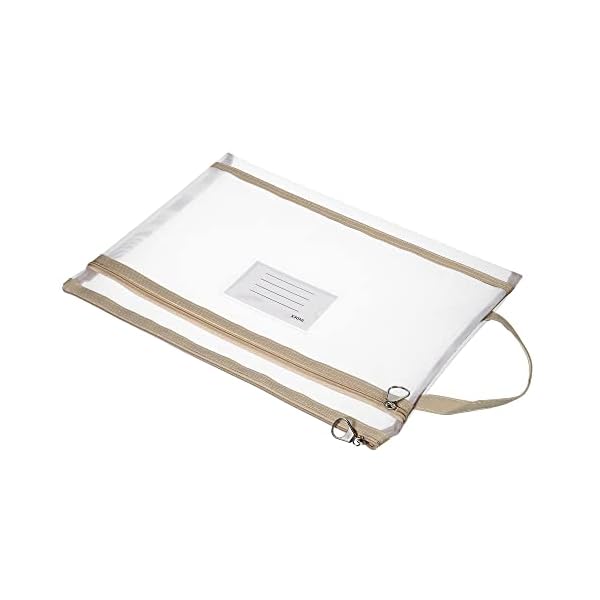 【送料無料】ナイロンドキュメントポーチ ハンドル付き A4 メッシュクリアジップファイルバッグ オフィ..