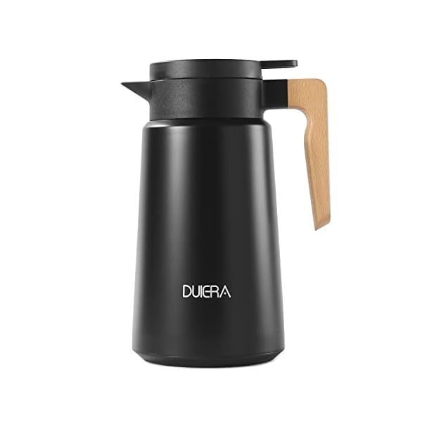 【送料無料】1.8リットル魔法瓶ポット保温保冷ポット1800mlポットおしゃれなポットステンレスティーポット保冷ティーポット卓上ポット木製のハンドルと蓋付き、黒