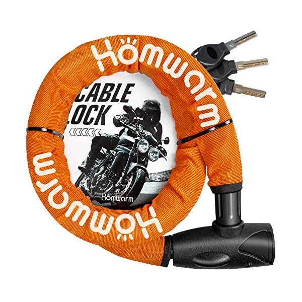 【送料無料】バイクロック チェーンロック バイク 自転車 ワイヤーロック φ(直径)22mm×1200mm 頑丈 盗難防止 鍵3本セット