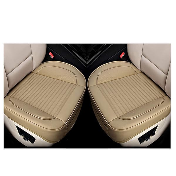 【送料無料】車用 シートカバー セット 座布団 クッション マット 通気 滑り止め 汎用 (約55cm*55cm ブラック) (前席用2枚ベージュ, 約55cm*55cm)