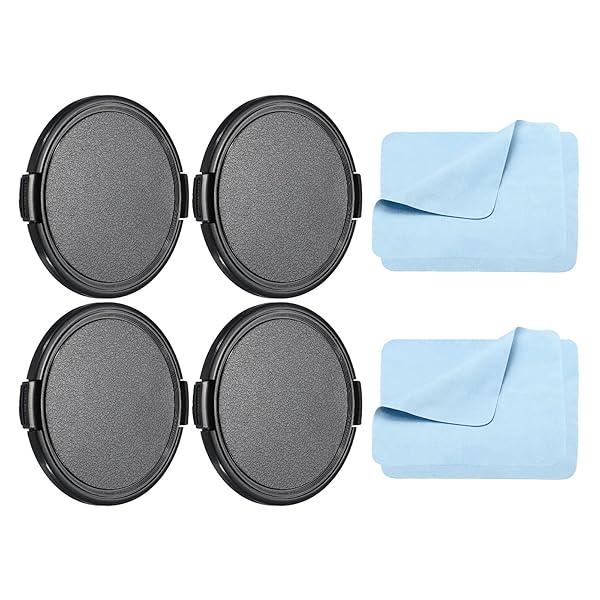 【送料無料】カメラレンズキャップ 4個 サイドピンチ フロントレンズカバー マイクロファイバークリーニングクロス付き 72 mmネジ ユニバーサル DSLRレンズ用