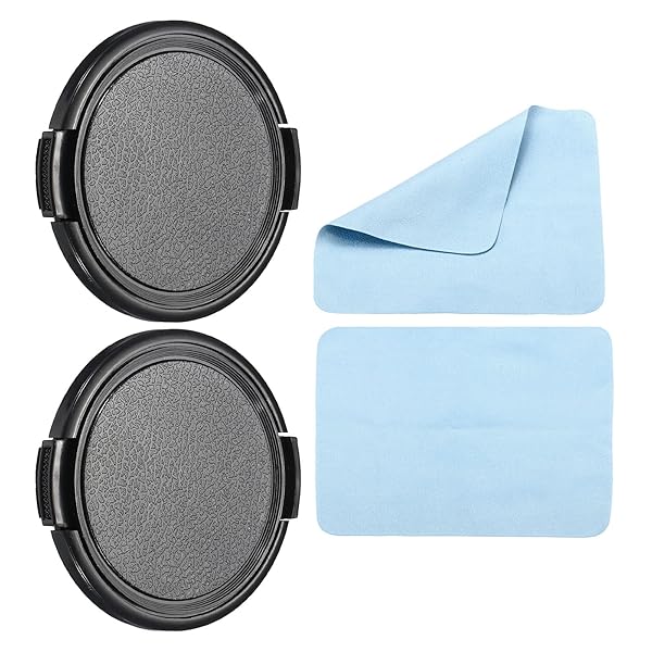 【送料無料】カメラレンズキャップ 2個 サイドピンチ フロントレンズカバー マイクロファイバークリーニングクロス付き 58 mmネジ ユニバーサル DSLRレンズ用