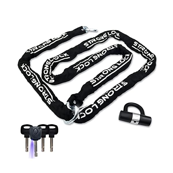 【送料無料】バイクロック【高い耐切断性】極太チェーンロック φ(直径)10mm×3000mm U字ロック付き 自転車原付オートバイク