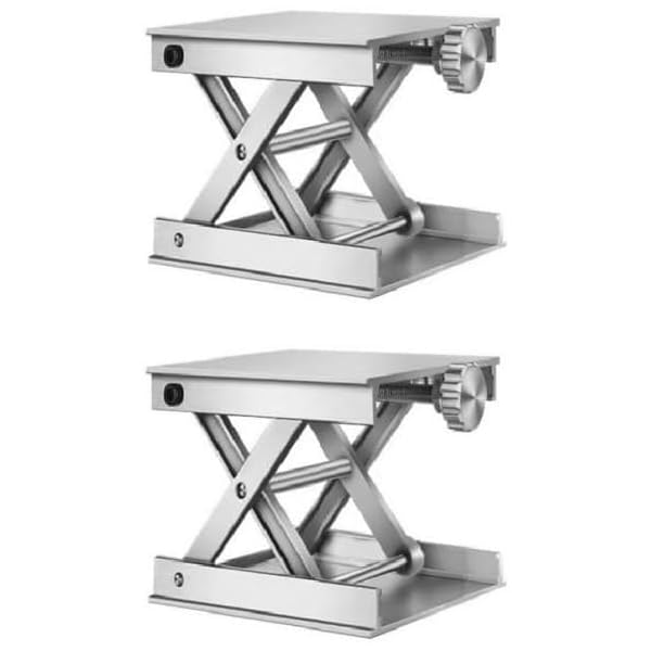 【送料無料】2つの実験室ジャッキ実験台実験台昇降作業台耐荷重60 kg実験室ジャッキステンレス折り畳み..