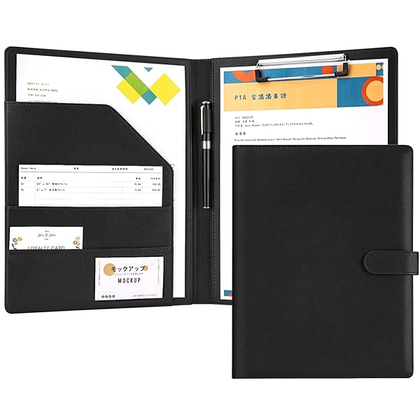 【送料無料】バインダー A4 クリップボード 2つ折り PUレザー クリップファイル 多機能 クリップバインダー 折りたたみ ペンホルダー付き 名刺入れ メモ帳...
