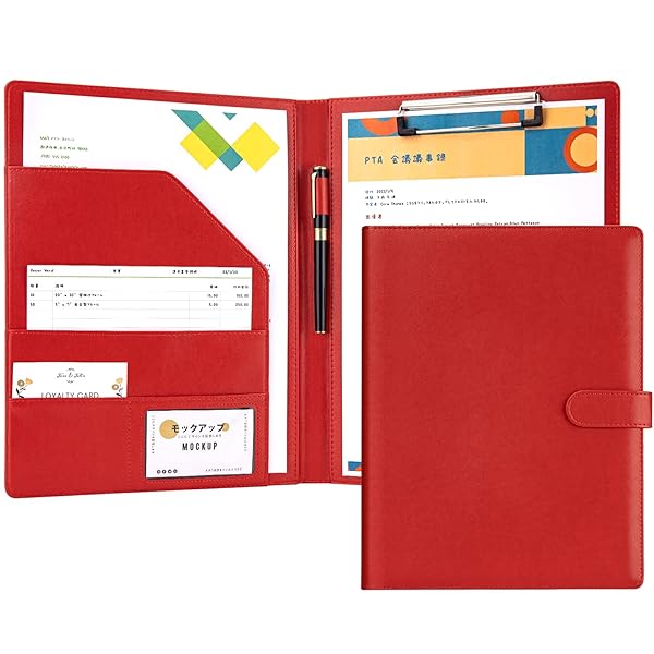 【送料無料】バインダー A4 クリップボード 2つ折り PUレザー クリップファイル 多機能 クリップバインダー 折りたたみ ペンホルダー付き 名刺入れ メモ帳...