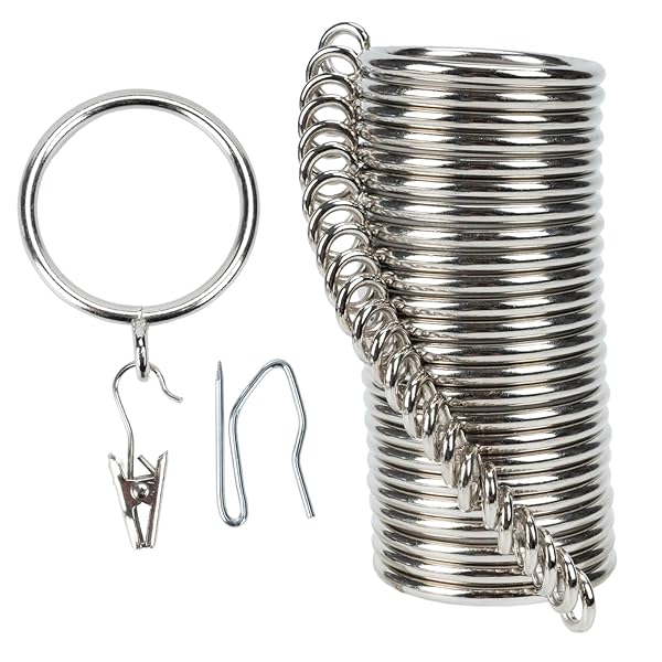 【送料無料】フック付きカーテンクリップ リング カーテン装飾 内径38mm ピンフックとクリッ