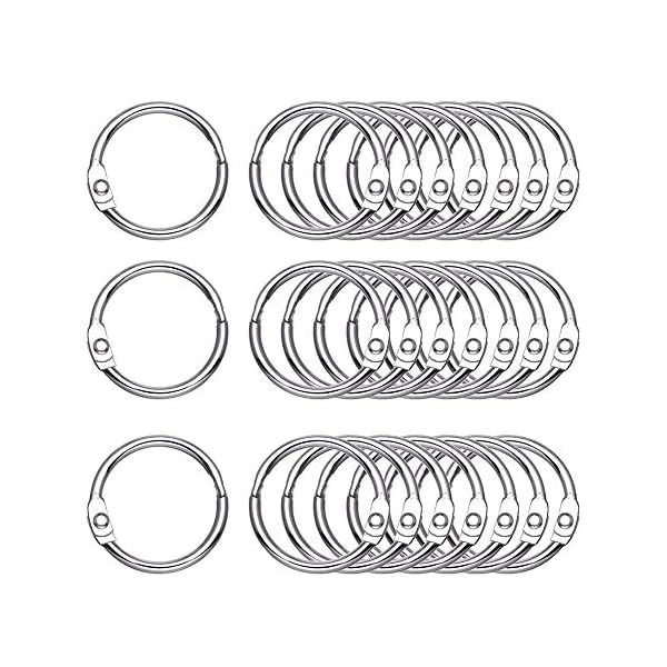 【送料無料】1.2インチ ルーズリーフバインダーリング、50個パック ニッケルメッキ スモール