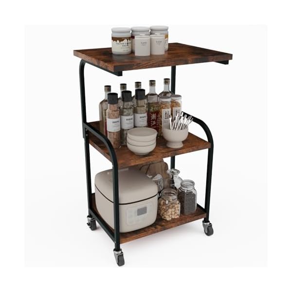 【送料無料】キッチンワゴン 三段 収納カート キャスター付き 移動が容易 スライド棚 収納
