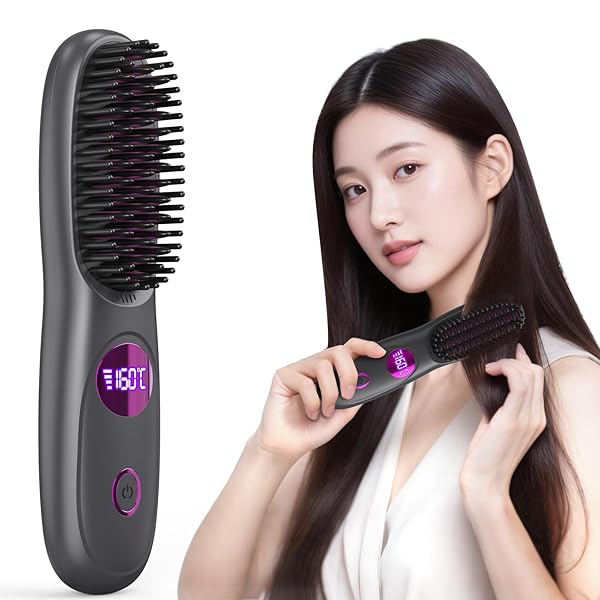 【送料無料】ヘアアイロン コードレスヒートブラシブラシ型 ミニストレートブラシ マイナ