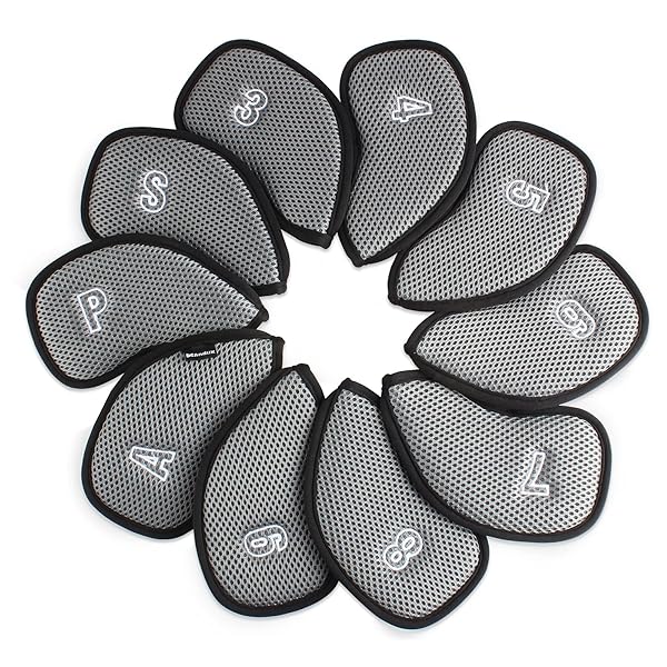 【送料無料】ゴルフクラブヘッドカバーアイアン用 メッシュ ダブル番号つけ アイアンカバ