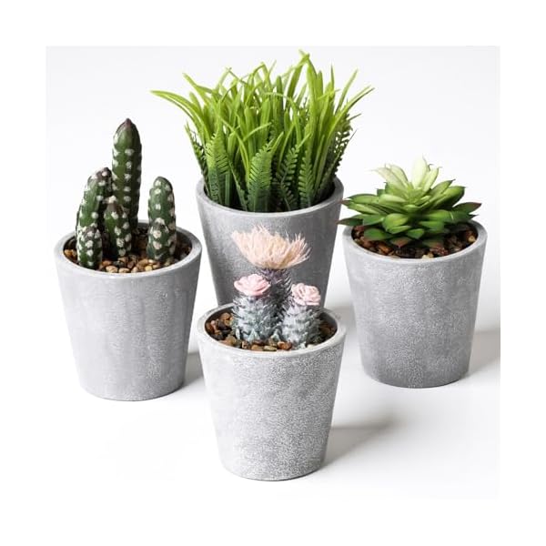 【送料無料】多肉植物 人工フロック ミニフェイク 鉢付き 4種類 4点セット 北欧 インテリア