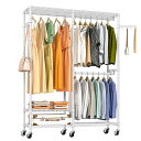 【送料無料】ハンガーラック 頑丈 洋服ラック 大容量 キャスター付き クローゼット ワード