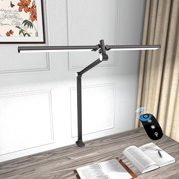 【送料無料】デスクライト LED クランプ式 24W 幅広 卓上ライト スタンドライト リモコン【ダ