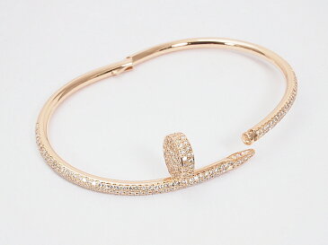 カルティエ CARTIER ジュストアンクルブレスレット 750PGピンクゴールド アフターダイヤモンドセッティング ジュストアンクルバングル【中古】【ロイヤルブルー】【送料無料】