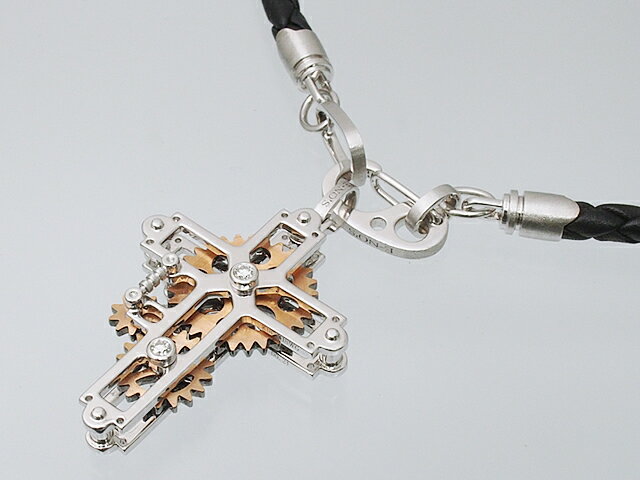 イーノス E-NO'S 2WAY 歯車ギアクロスペンダント チョーカーネックレスK18PG/WGピンクゴールド/ホワイトゴールド 2WAY GEAR CROSS PENDANT【中古】【ロイヤルブルー】【送料無料】