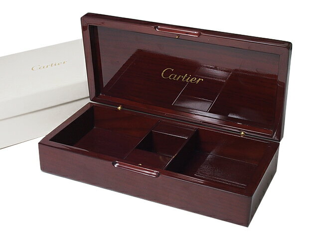 カルティエ CARTIER 木目調ジュエリーボックス兼用ウオッチボックス 箱 BOX ジュエリートレー 腕時計トレー 収納用【中古】【ロイヤルブルー】【送料無料】