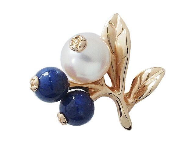 ミキモト MIKIMOTO 2WAYペンダント＆ブローチ ブルーベリーのような美しいラピスラズリとアコヤパール ネックレストップ兼用ピンブローチ あこや真珠【中古】【ロイヤルブルー】【送料無料】のサムネイル