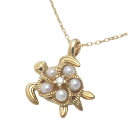 ダイヤモンド 淡水パール 亀 タートル ネックレス K10YG Diamond Fresh Water Pearl Turtle Necklace ROKUZAN 碌山 ロクザン社製造【ロイヤルブルー】【送料無料】