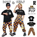 キッズダンス衣装 セットアップ ヒップホップ ストリート ショート丈 ヘソ出し 黒 チェッカー パンツ シャツ hiphop kpop 韓国 子供服 男の子 女の子 ガールズ