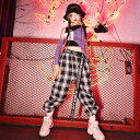 kpop ダンス 衣装 キッズ セットアップ ヒップホップ ストリート トップス パンツ ボトムス アームウォーマー 黒 ブラック 白 ホワイト 紫 パープル ...