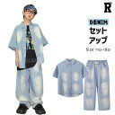 キッズダンス衣装 半袖 セットアップ トップス パンツ カーゴパンツ デニム ジーンズ ヒップホップ hiphop kpop 韓国 子供 キッズ ダンス衣装 女...