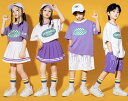 5/1限定★全品10%offクーポン! キッズダンス衣装 パープル 紫 ホワイト 白 ヒップホップ プリーツスカート ハーフパンツ スカート 子供 kpop 韓...