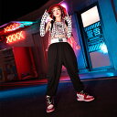 キッズダンス衣装 kpop ガールズ ヒップホップ hiphop 月柄 ムーン 韓国 アイドル ストリート セットアップ 白 黒 子供 キッズ ダンス 衣装 女...