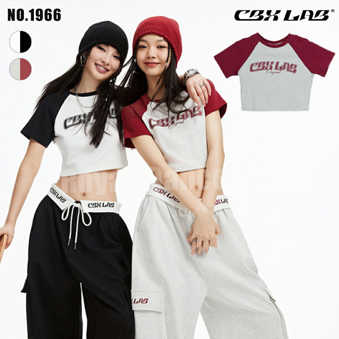 即納 【CBX LAB】レディース ダンス Tシャツ 半袖 ショート丈 ヘソ出し クロップド丈 トップス 衣装 赤 黒 レッド ブラック フィットネス ロゴ 練習着 レッスン着 ストリート hiphop ヒップホップ 大人 韓国 kpop ガールズ おしゃれ ダンスウェア