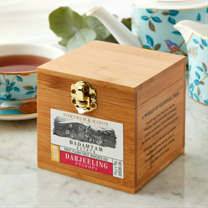 [90gx1箱] FORTNUM & MASON Badamtam First Flush Darjeeling Wooden Caddy Loose Leaf Tea フォートナム・アンド・メイソン リーフティー 英国紅茶 [イギリス直送]